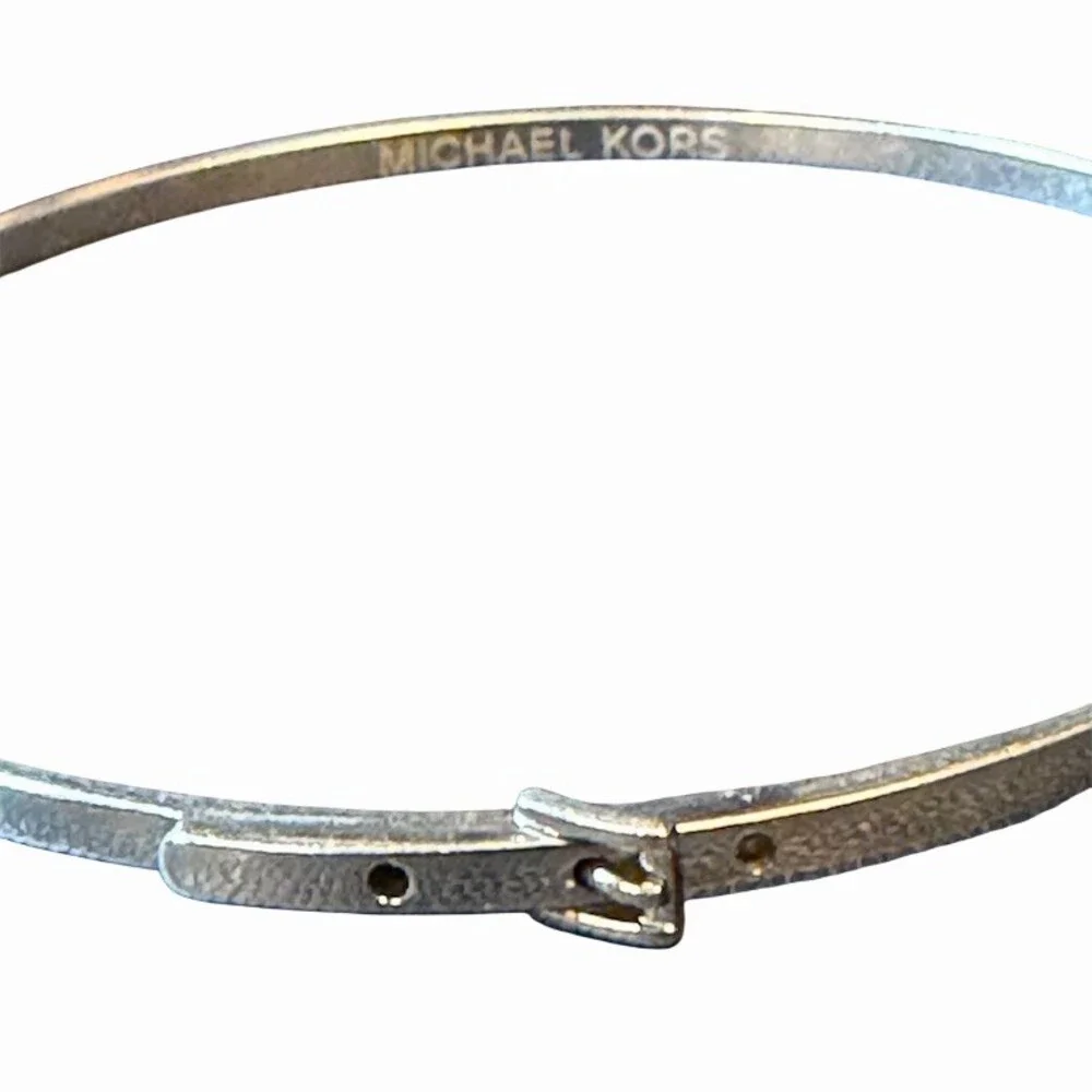 Michael Kors Bracelet Silver Buckle Bangle Minimalist Signed